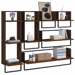 VidaXL 836317 shelve Wood, Metal Brown, Wood