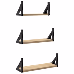 vidaXL Wall Shelf Set Floating Shelf Rack 3 Piece Sonoma Oak Engineered Wood - Additional view 5