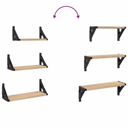 vidaXL Wall Shelf Set Floating Shelf Rack 3 Piece Sonoma Oak Engineered Wood - Additional view 6