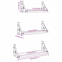 vidaXL Wall Shelf Set Floating Shelf Rack 3 Piece Sonoma Oak Engineered Wood - Additional view 8