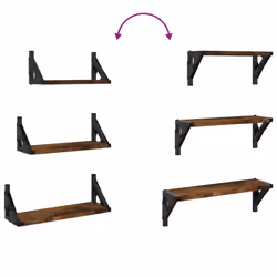 vidaXL Wall Shelf Set Floating Shelf Display Wall Rack 3 Piece Engineered Wood - smoked oak - Additional view 6