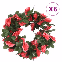vidaXL Artificial Flower Garlands Fake Flowers Artificial Plants Decor 6 pcs - rose