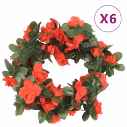 vidaXL Artificial Flower Garlands Fake Flowers Artificial Plants Decor 6 pcs - red