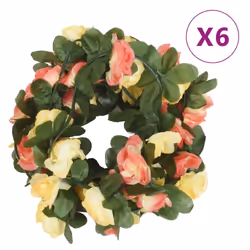 vidaXL Artificial Flower Garlands Fake Flowers Artificial Plants Decor 6 pcs - yellow and green