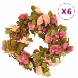 vidaXL Artificial Flower Garlands Fake Flowers Artificial Plants Decor 6 pcs - rose red