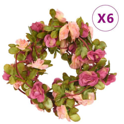 vidaXL Artificial Flower Garlands Fake Flowers Artificial Plants Decor 6 pcs - rose red