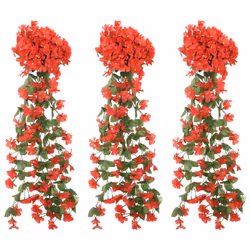 vidaXL Artificial Flower Garlands Fake Flowers Artificial Plants Decor 3 pcs - red