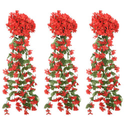 vidaXL Artificial Flower Garlands Fake Flowers Artificial Plants Decor 3 pcs - red