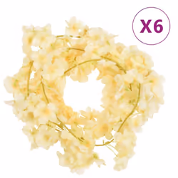 vidaXL Artificial Flower Garlands Fake Flowers Artificial Plants Decor 6 pcs - champagne