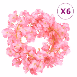 vidaXL Artificial Flower Garlands Fake Flowers Artificial Plants Decor 6 pcs - pink