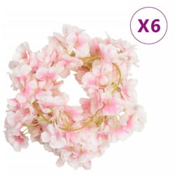 vidaXL Artificial Flower Garlands Fake Flowers Artificial Plants Decor 6 pcs - light pink