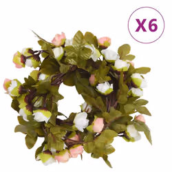 vidaXL Artificial Flower Garlands Fake Flowers Artificial Plants Decor 6 pcs - champagne