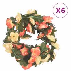 vidaXL Artificial Flower Garlands Fake Flowers Artificial Plants Decor 6 pcs - yellow and green
