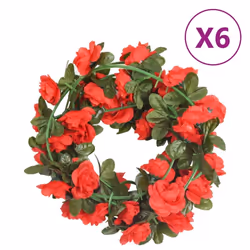 vidaXL Artificial Flower Garlands Fake Flowers Artificial Plants Decor 6 pcs - red