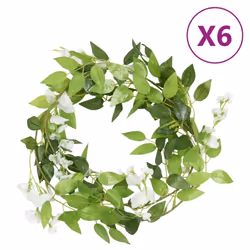 vidaXL Artificial Flower Garlands Fake Flowers Artificial Plants Decor 6 pcs - white