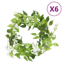 vidaXL Artificial Flower Garlands Fake Flowers Artificial Plants Decor 6 pcs - white