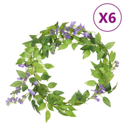 vidaXL Artificial Flower Garlands Fake Flowers Artificial Plants Decor 6 pcs - purple