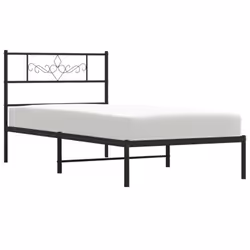 vidaXL Metal Bed Frame with Headboard Mattress Foundation Black 90x200 cm - Additional view 2