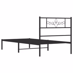 vidaXL Metal Bed Frame with Headboard Mattress Foundation Black 90x200 cm - Additional view 6