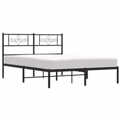 vidaXL Metal Bed Frame Mattress Foundation with Headboard Black 160x200 cm - Additional view 2