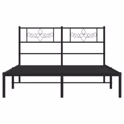 vidaXL Metal Bed Frame Mattress Foundation with Headboard Black 160x200 cm - Additional view 4