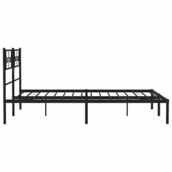 vidaXL Metal Bed Frame Mattress Foundation with Headboard Black 160x200 cm - Additional view 5
