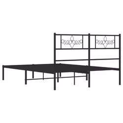 vidaXL Metal Bed Frame Mattress Foundation with Headboard Black 160x200 cm - Additional view 6