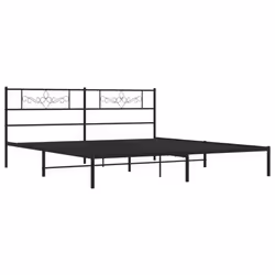 vidaXL Metal Bed Frame with Headboard Bed Base Black 180x200 cm Super King - Additional view 2