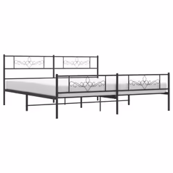 vidaXL Metal Bed Frame Bed Base with Headboard & Footboard Black Super King Size - Additional view 2