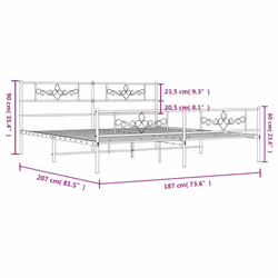 vidaXL Metal Bed Frame Bed Base with Headboard & Footboard Black Super King Size - Additional view 3