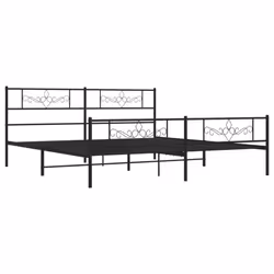 vidaXL Metal Bed Frame Bed Base with Headboard & Footboard Black Super King Size - Additional view 4