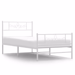 vidaXL Metal Bed Frame Bed Base with Headboard and Footboard White 90x200 cm