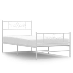 vidaXL Metal Bed Frame Bed Base with Headboard and Footboard White 90x200 cm