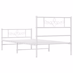 vidaXL Metal Bed Frame Bed Base with Headboard and Footboard White 90x200 cm - Additional view 6