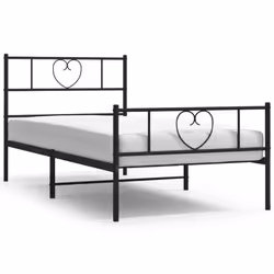 vidaXL Metal Bed Frame with Headboard Bed Base Bedstead Black 90x190 cm Single - black, 75 x 190 cm/with headboard & footboar ...