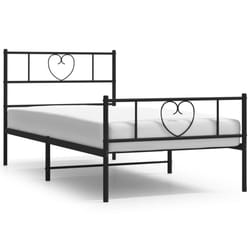 vidaXL Metal Bed Frame with Headboard Bed Base Bedstead Black 90x190 cm Single - black, 75 x 190 cm/with headboard & footboard