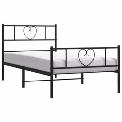 vidaXL Metal Bed Frame with Headboard Bed Base Bedstead Black 90x190 cm Single - black, 75 x 190 cm/with headboard & footboard