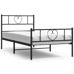 vidaXL Metal Bed Frame with Headboard Bed Base Bedstead Black 90x190 cm Single - black, 90 x 190 cm/with headboard & footboard