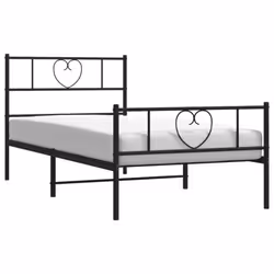 vidaXL Metal Bed Frame with Headboard Bed Base Bedstead Black 90x190 cm Single - black, 90 x 190 cm/with headboard & footboard