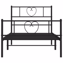 vidaXL Metal Bed Frame with Headboard Bed Base Bedstead Black 90x190 cm Single - black, 90 x 190 cm/with headboard & footboard - Additional view 4