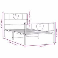 vidaXL Metal Bed Frame with Headboard Bed Base Bedstead Black 90x190 cm Single - black, 90 x 190 cm/with headboard & footboard - Additional view 8