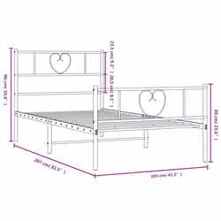 vidaXL Metal Bed Frame with Headboard Bedstead and Footboard Black 100x200 cm - Additional view 3