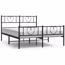 vidaXL Metal Bed Frame with Headboard Bed Base Bedstead Black 90x190 cm Single - black, 120 x 190 cm/with headboard & footboa ...