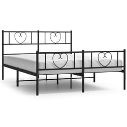 vidaXL Metal Bed Frame with Headboard Bed Base Bedstead Black 90x190 cm Single - black, 120 x 190 cm/with headboard & footboard