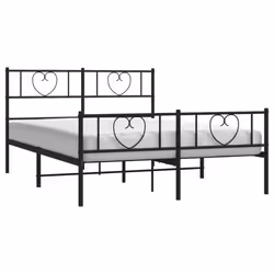 vidaXL Metal Bed Frame with Headboard Bed Base Bedstead Black 90x190 cm Single - black, 120 x 190 cm/with headboard & footboard