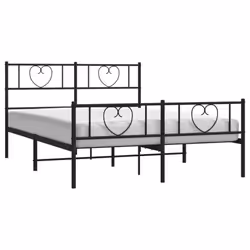 vidaXL Metal Bed Frame without Mattress with Footboard Black 135x190cm - Additional view 2