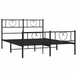 vidaXL Metal Bed Frame without Mattress with Footboard Black 135x190cm - Additional view 3