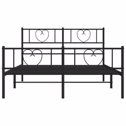 vidaXL Metal Bed Frame without Mattress with Footboard Black 135x190cm - Additional view 4