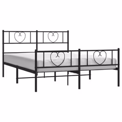 vidaXL Metal Bed Frame with Headboard Bed Base Bedstead Black 90x190 cm Single - black, 150 x 200 cm/with headboard & footboard