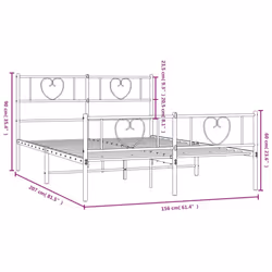 vidaXL Metal Bed Frame with Headboard Bed Base Bedstead Black 90x190 cm Single - black, 150 x 200 cm/with headboard & footboard - Additional view 8